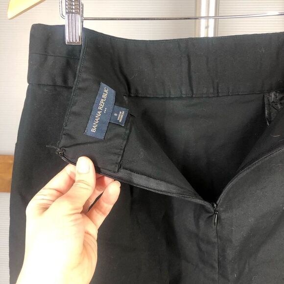 Banana‎ REPUBLIC FACTORY Black Pencil Skirt 2 Front Pockets Sz 8 - Picture 5 of 5
